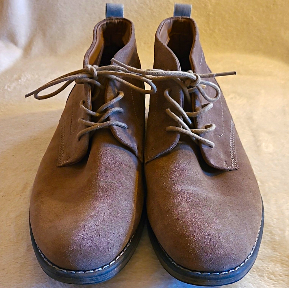 Sonoma Men’s Brown Leather Chukka Ankle Boots Lace-Up Round Toe US 13 M